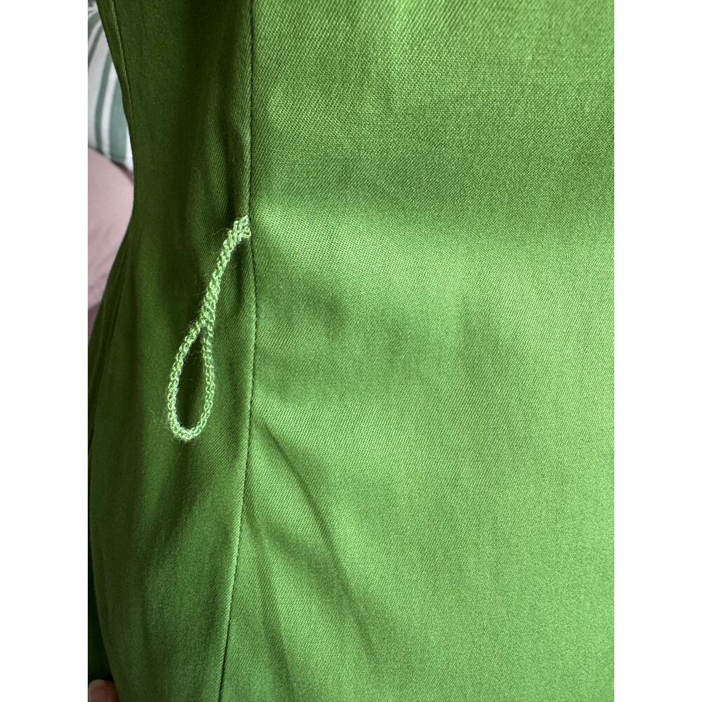 Talbots Lime Green Ruffle Button Front Sheath Dress Size 10 Cotton Stretch - Picture 6 of 7